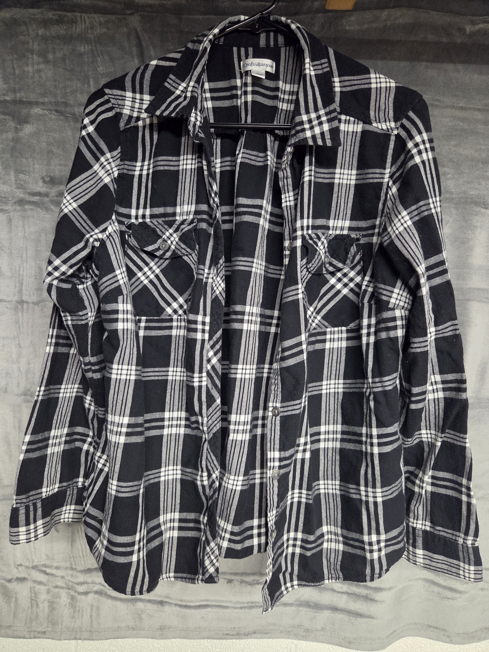 Croft & Barrow Black and White Plaid Shirt